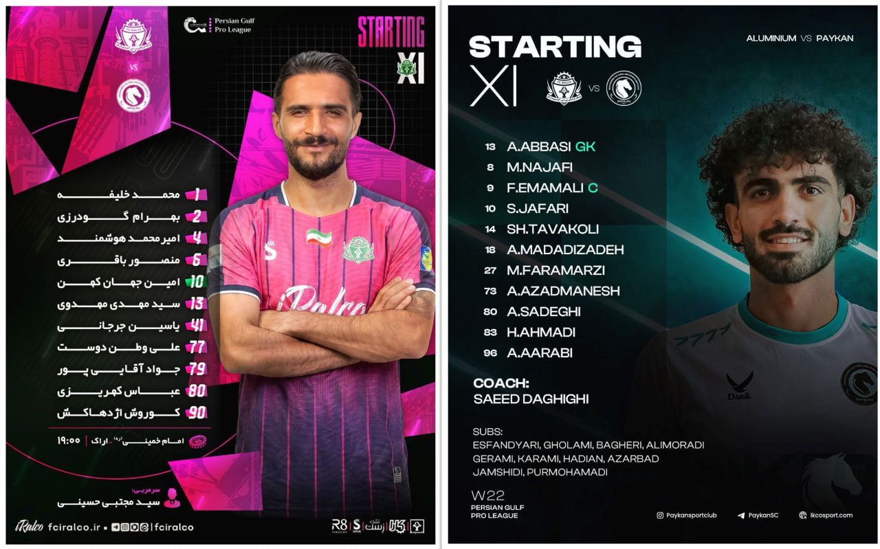 aluminiomarak-peykan-squad-2026 ترکیب آلومینیوم اراک و پیکان تهران - لیگ برترا یران