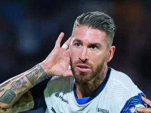 حضور راموس در برنابئو برای تماشای دیدار رئال مادرید برابر بنفیکا در لیگ قهرمانان