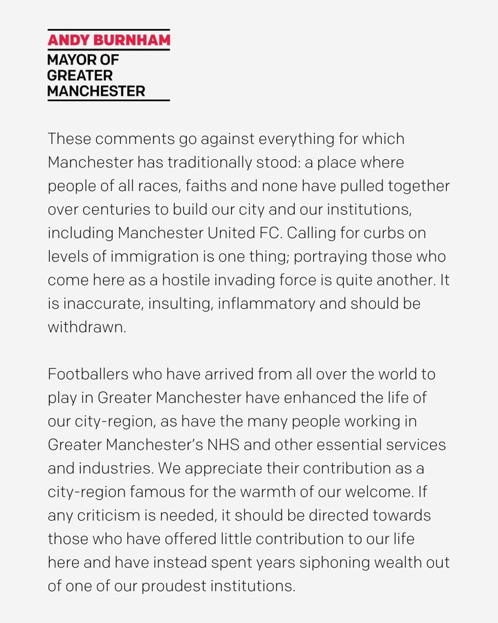 پیام اندی برنهام - شهردار منچستر