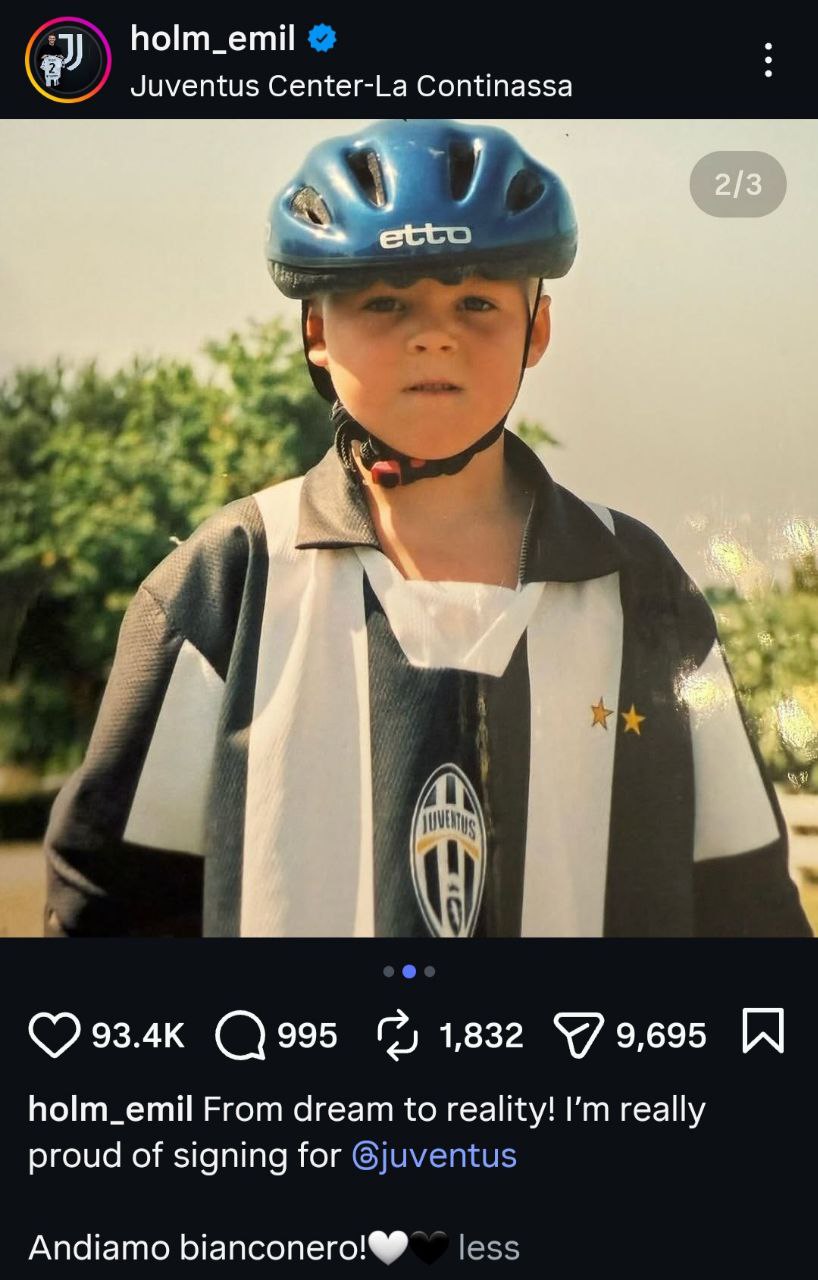 کودکی امیل هولم با پیراهن یوونتوس