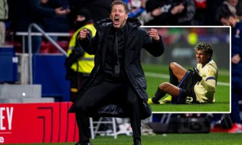 نشان دادن عدد سه از سوی سیمئونه سرمربی اتلتیکومادرید به لامین یامال