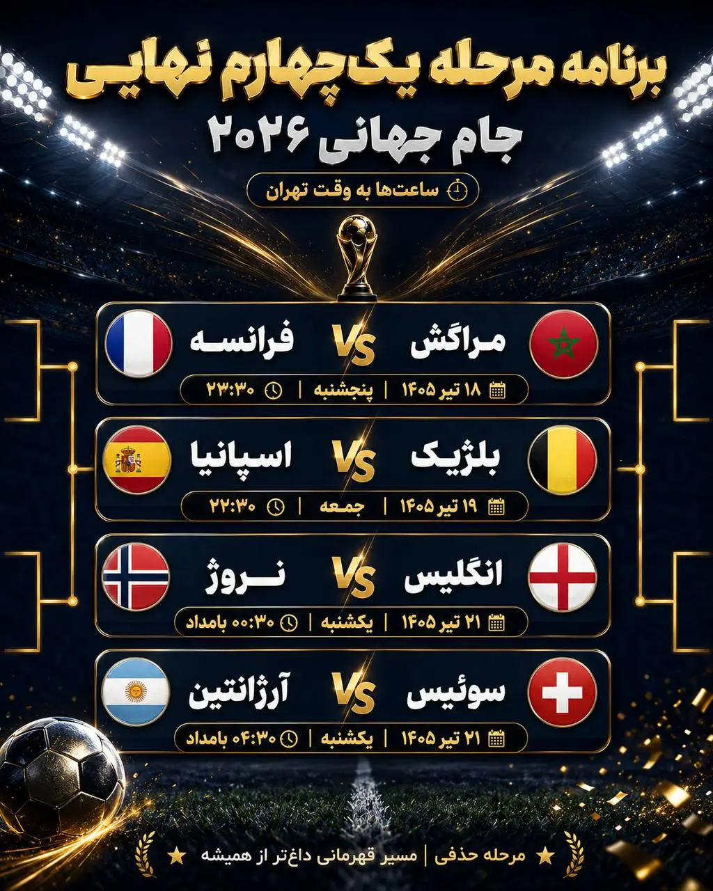 2-82 برنامه کامل مرحله یکچهارم نهایی جام جهانی