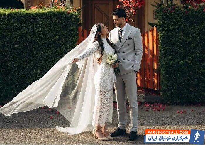 عکس؛ ازدواج امید سام دلیری بازیکن تیم نساجی با هدیه هزارجریبی بازیکن تیم بانوان پرسپولیس