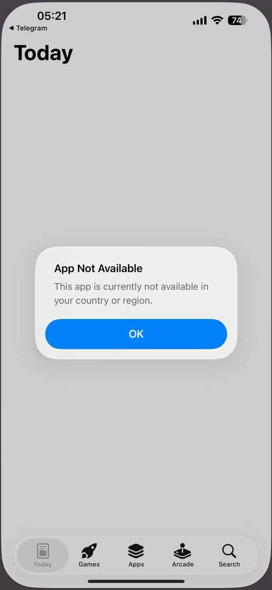 439104 حذف تلگرام از اپ استور آیفون