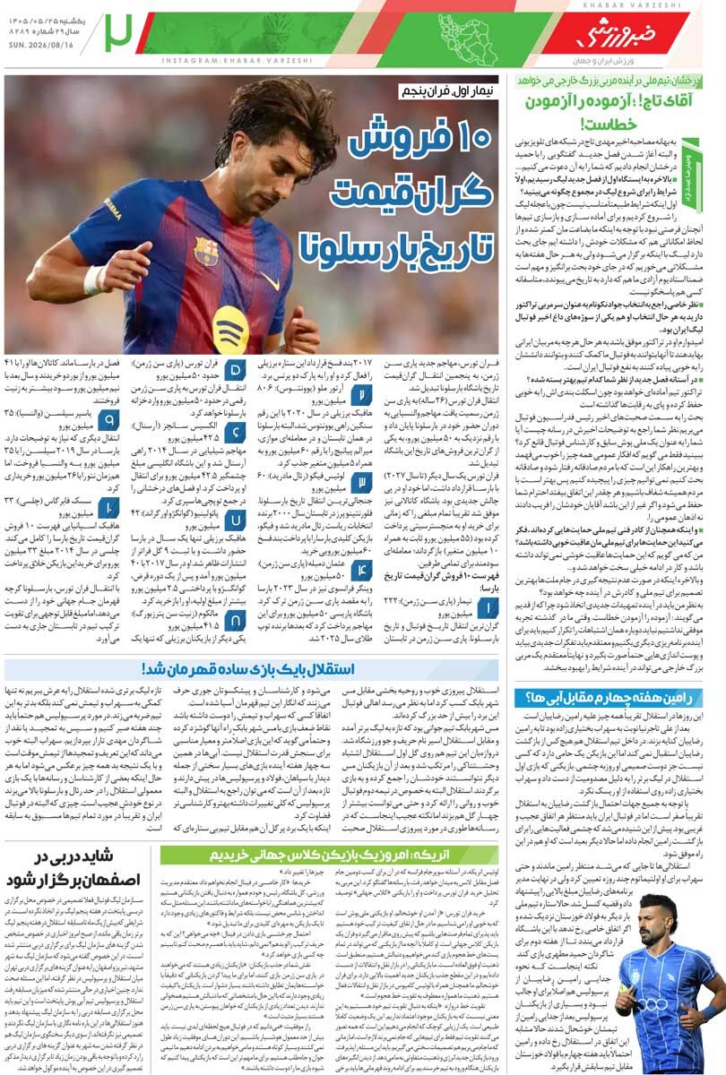 440716 پرسپولیس، چهارمین مدعی برنده/ روزنامه خبرورزشی یکشنبه را ببینید