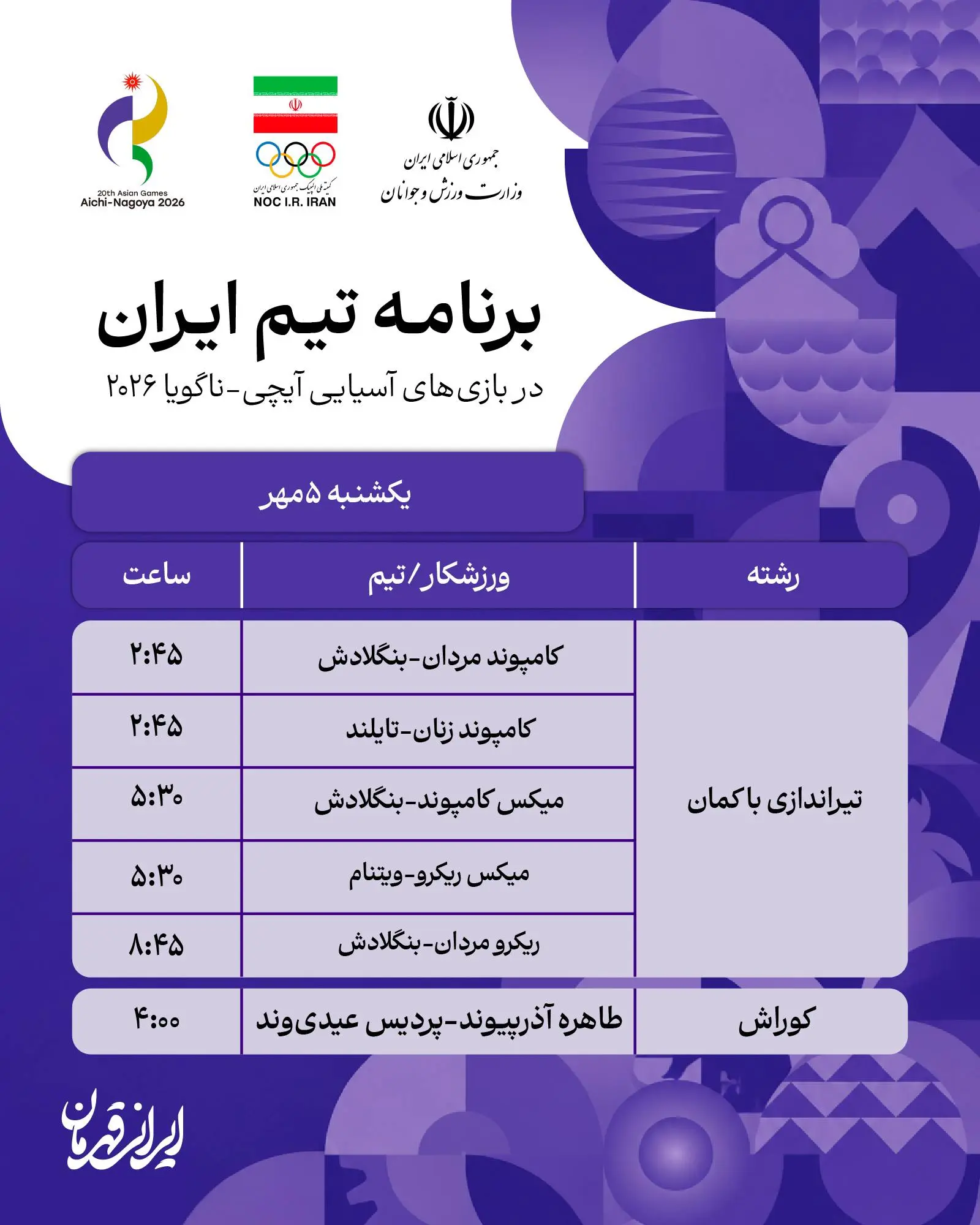 1-507 پوشش زنده روز هشتم بازیهای آسیایی؛ بانوی وزنه بردار برنزی شد/ پیروزی تیم ملی والیبال در گام نخست