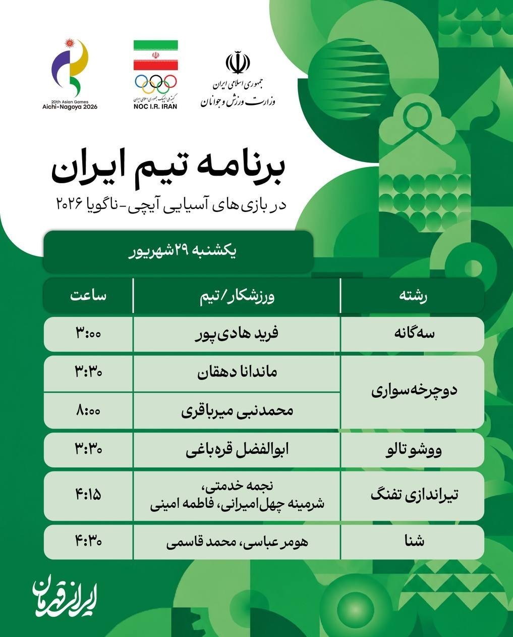 14050628152643968382506210-1 بازیهای آسیایی 2026 ناگویا ,