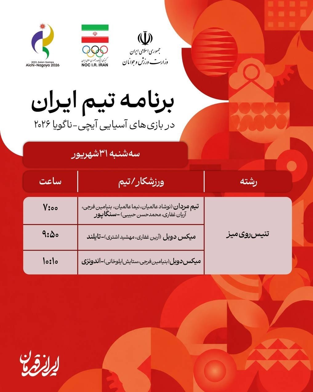 1405063103213305382810610-2 بازیهای آسیایی 2026 ناگویا , بازیهای آسیایی ,