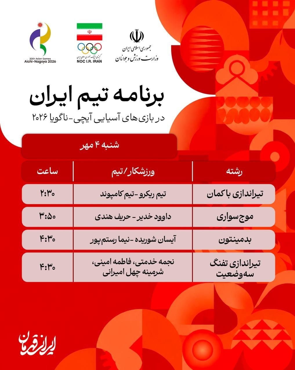 14050703202504229383442110-5 بازیهای آسیایی , بازیهای آسیایی 2026 ناگویا ,