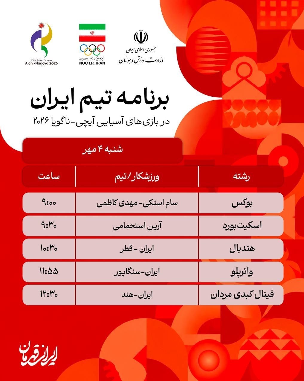 14050703202641122383442410 بازیهای آسیایی , بازیهای آسیایی 2026 ناگویا ,