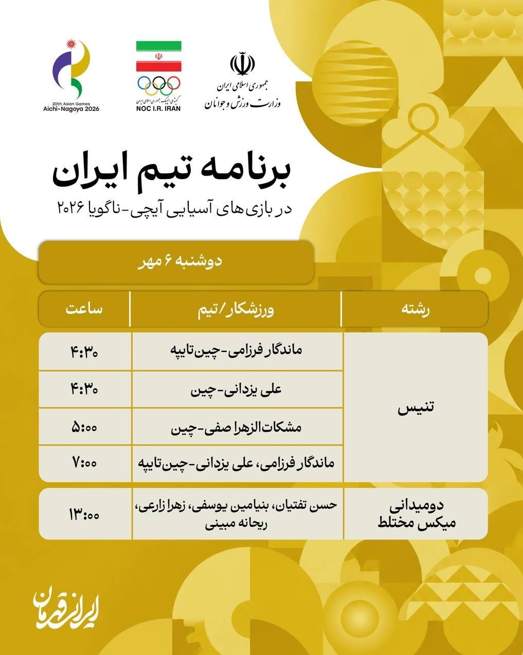 14050705185117466383722010-1 بازیهای آسیایی , بازیهای آسیایی 2026 ناگویا ,