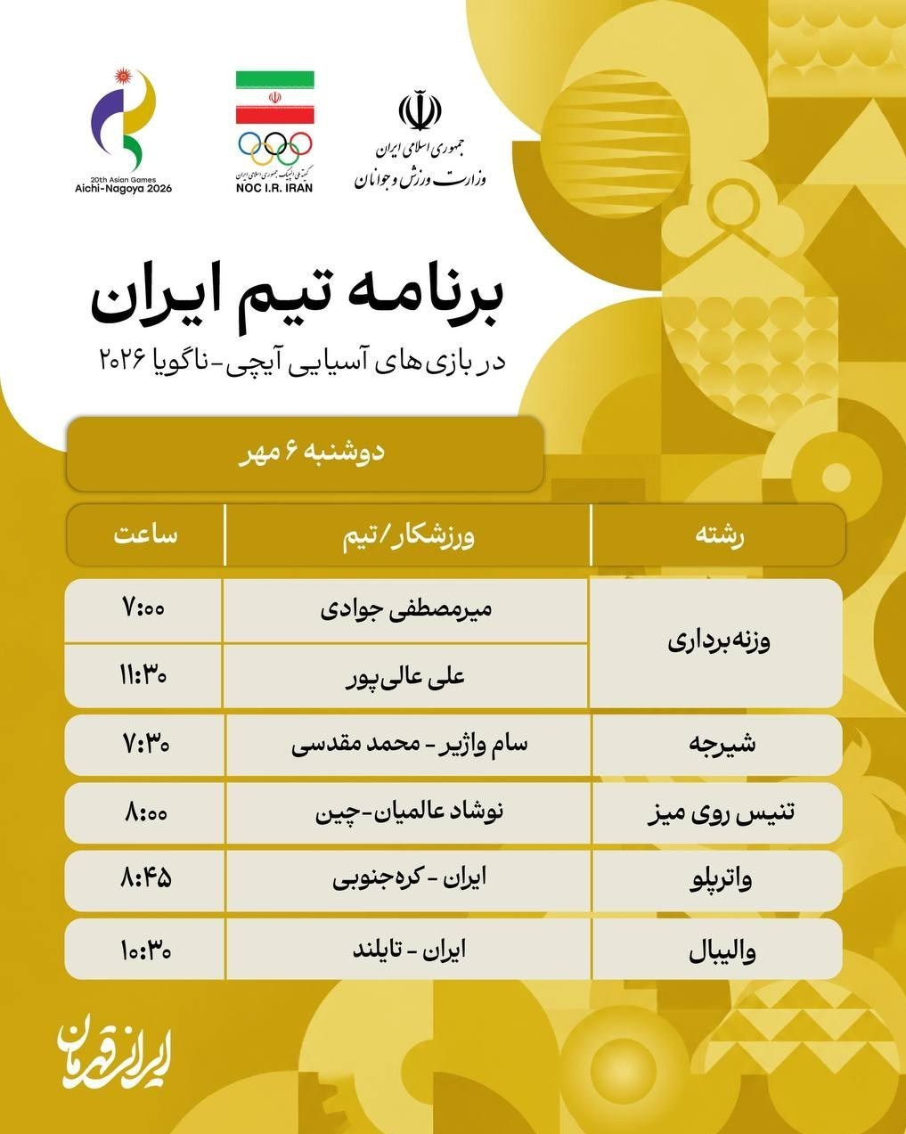 14050705185228378383722210-2 بازیهای آسیایی , بازیهای آسیایی 2026 ناگویا ,