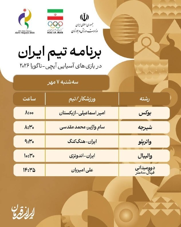 14050706201252570383840710 بازیهای آسیایی 2026 ناگویا ,