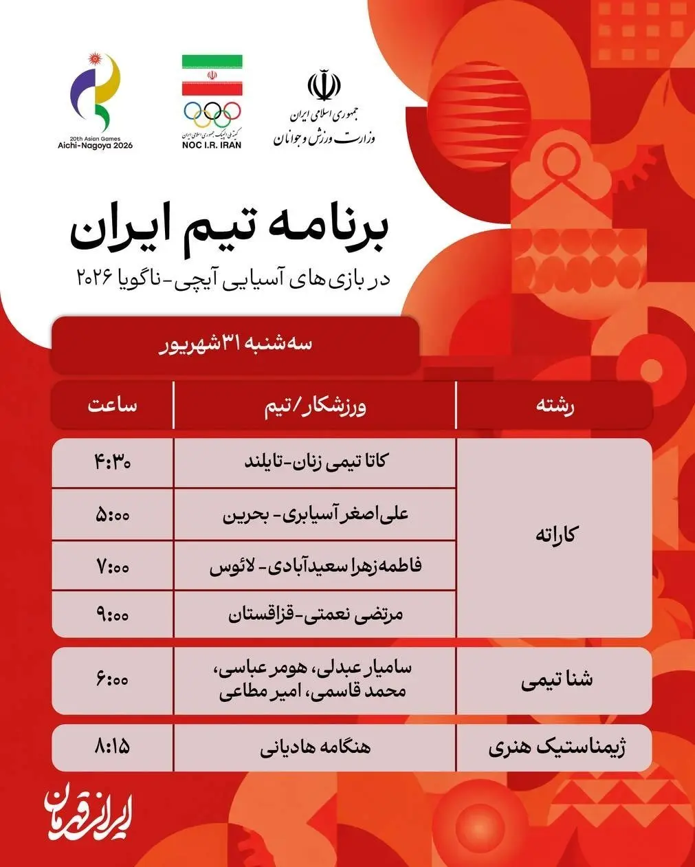 2-139 بازیهای آسیایی؛ دشت نخستین مدال طلا با کاراته/ شکست تنیس روی میز و پیروزی ووشوکاران
