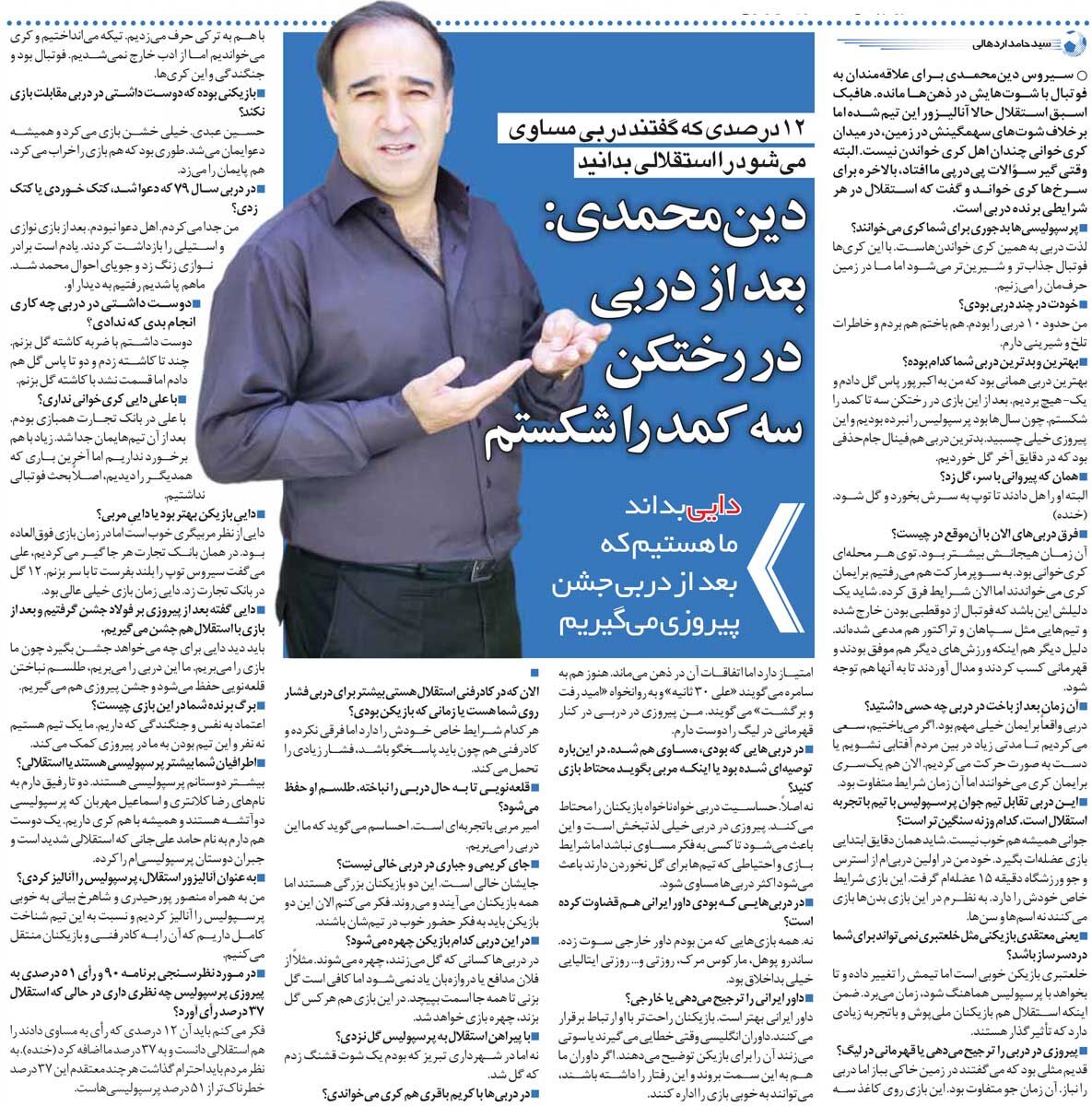 443655 خبرورزشیگردی| از ذوق بردن پرسپولیس، کمدهای رختکن استقلال را شکستم/ وقتی دربی را میباختیم صورتمان را میپوشاندیم!