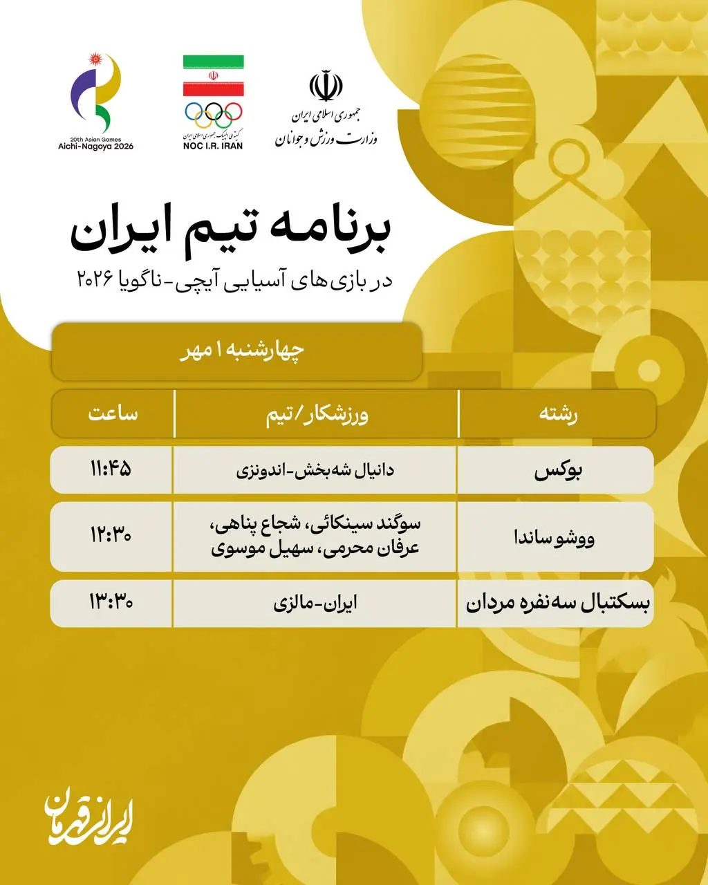 8-7 پوشش زنده روز چهارم بازیهای آسیایی؛ دومین طلا ایران با کاراته/ حذف تیم ملی امید فوتبال/ برنز پاکدامن در شمشیر بازی/ صعود چهار ووشو کار به فینال