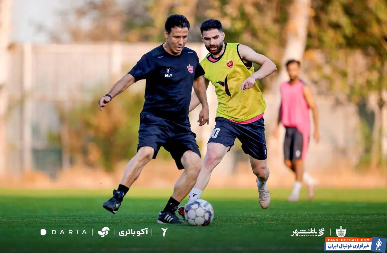 تصویری از پا به توپ شدن مهدی تارتار در تمرین پرسپولیس