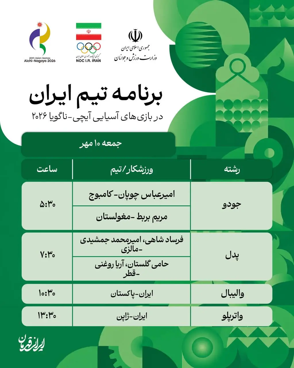 3-14 پوشش زنده روز سیزدهم بازیهای آسیایی؛ سیزدهمین طلا بر گردن نخودی/ مرادی در فینال