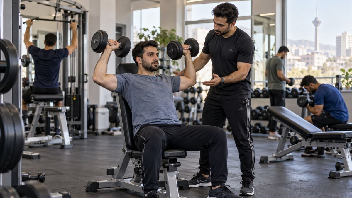 چند نفر در حال ورزش کردن در باشگاه بدنسازی در تهران