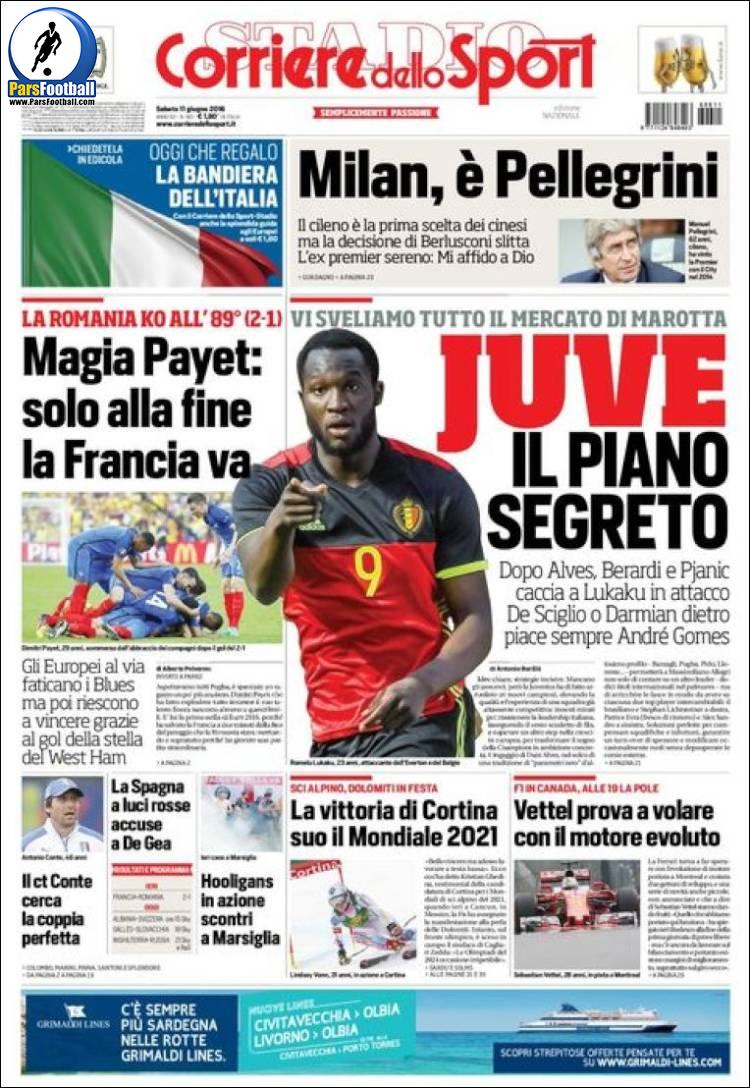 عناوین روزنامه کوریره دلو اسپورت ایتالیا 22 خرداد 95