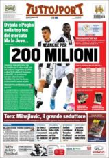 عناوین روزنامه توتو اسپورت ایتالیا14 خرداد 95