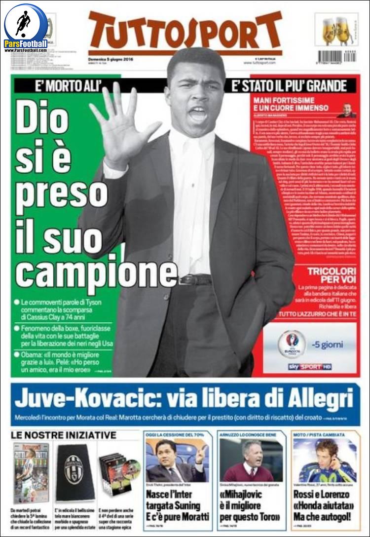 عناوین روزنامه توتو اسپورت ایتالیا16 خرداد 95