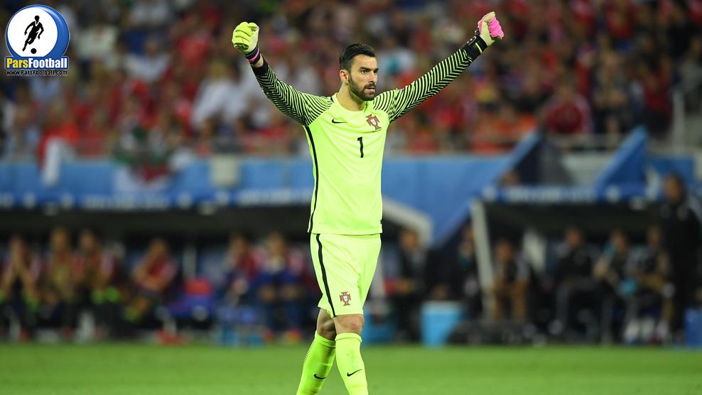 LYON, FRANCE - JULY 06: Rui Patricio of Portugal celebrates his team's first goal during the UEFA EURO 2016 semi final match between Portugal and Wales at Stade des Lumieres on July 6, 2016 in Lyon, France. (Photo by Matthias Hangst/Getty Images)