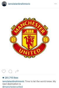 پست اینستاگرام ابراهیموویچ