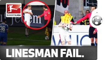 برخورد پرچم کمک داور به بازیکن در بوندس لیگا 2