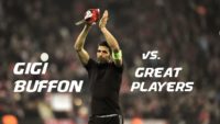 مهار توپ های بوفون سنگربان یوونتوس در مقابل ستارگان فوتبال