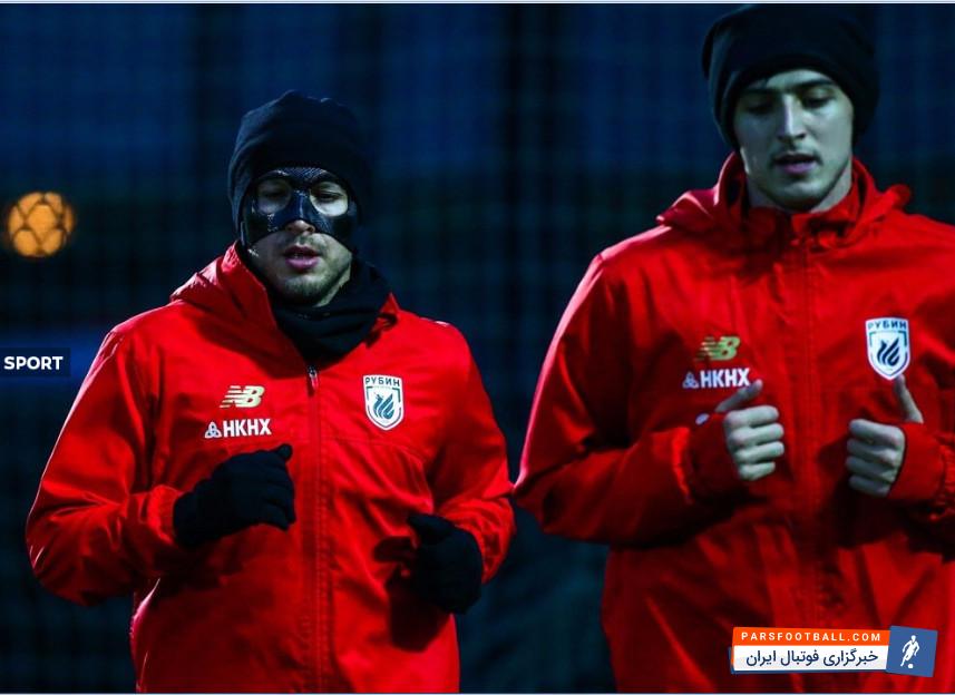 سردار آزمون مهاجم جوان و ملی پوش با روحیه در تمرینات تیم فوتبال روبین کازان