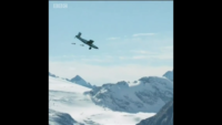 کلیپی هیجان انگیز از پرش دو ماجراجوی فرانسوی از بالای کوه به درون هواپیما