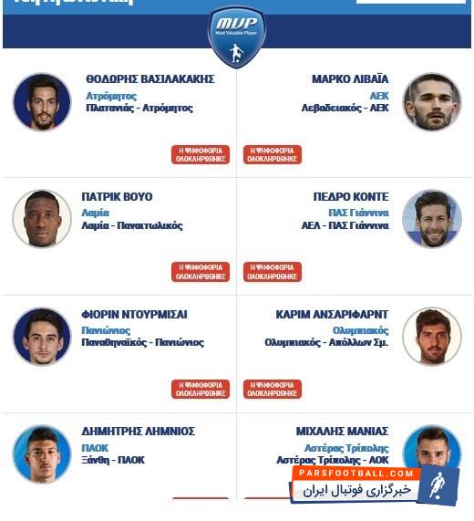 حضور انصاری فرد، مهاجم ایرانی تیم المپیاکوس یونان در بین نامزد های بهترین بازیکن هفته