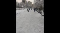 کلیپی از بازی بچه های تهران در زمین پوشیده شده از برف