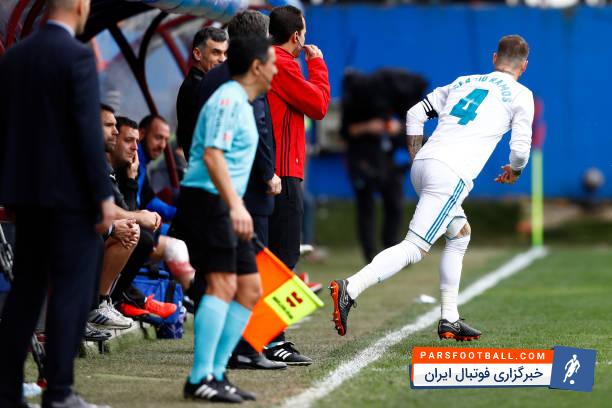 راموس ، کاپیتان رئال مادرید در بازی با ایبار در اواسط بازی مجبور شد تا زمین بازی را ترک کند