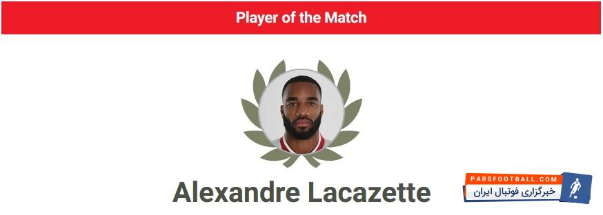 لاکازت به عنوان بهترین بازیکن دیدار آرسنال برابر اتلتیکومادرید انتخاب شد