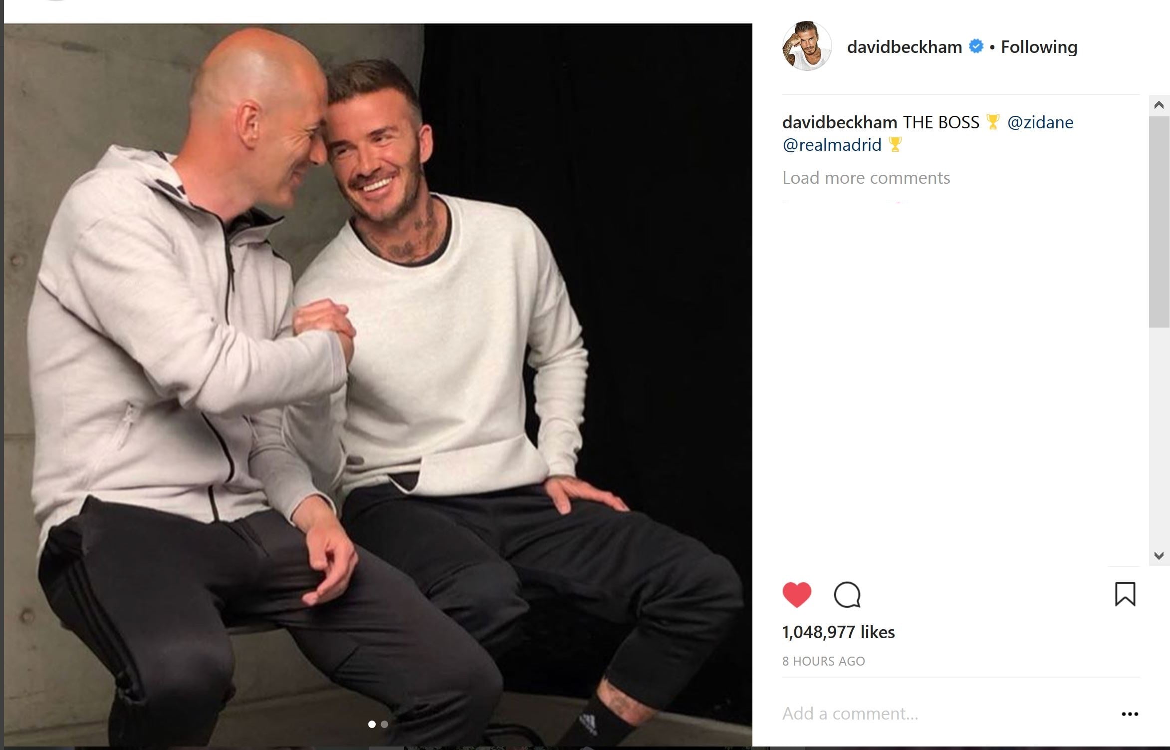 تشکر بکام از زیدان بعد از پیروزی برابر لیورپول