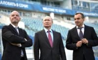 اینفانتینو رئیس فیفا و پوتین رئیس جمهور روسیه به بازدید از ورزشگاه فیشت شهر سوچی پرداختند