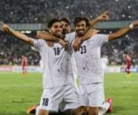 جشن بازیکنان ایران ایران بعد از پیروزی مقابل مراکش