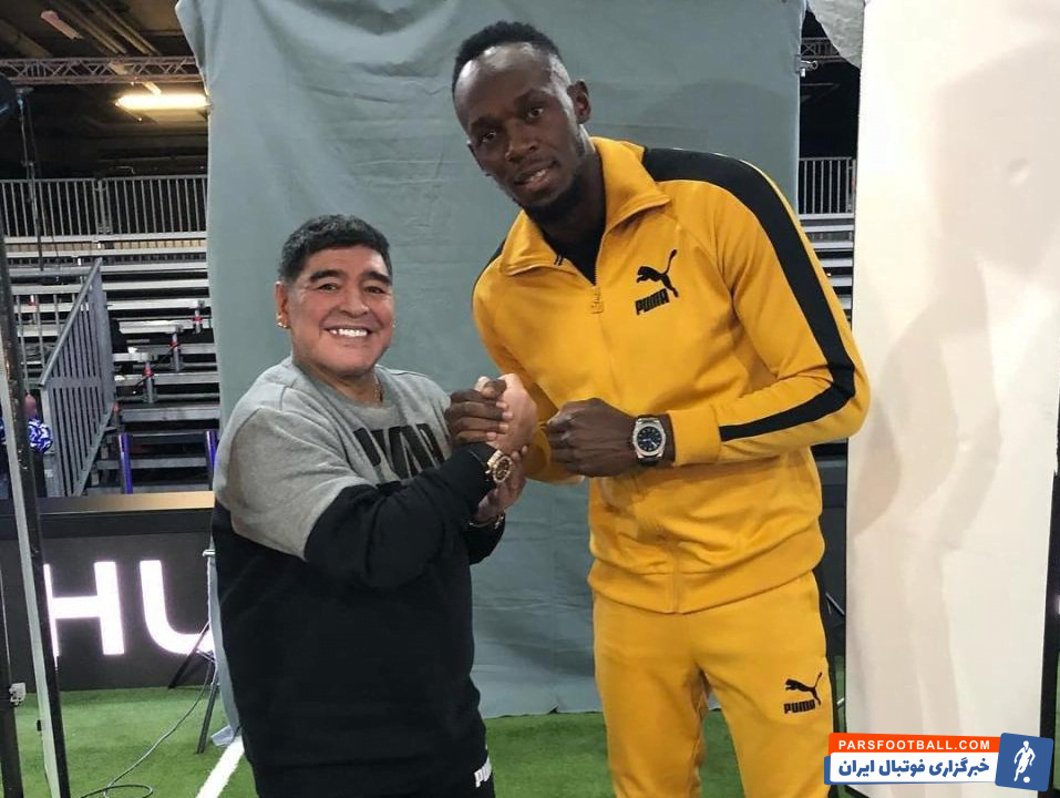 ملاقات اوسین بولت با مارادونا در مکزیک