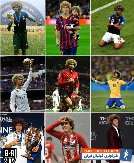 طرح جالب از مدل موهای فر و بلند فلینی بر روی چهره مسی ، رونالدو ، نیمار و ...