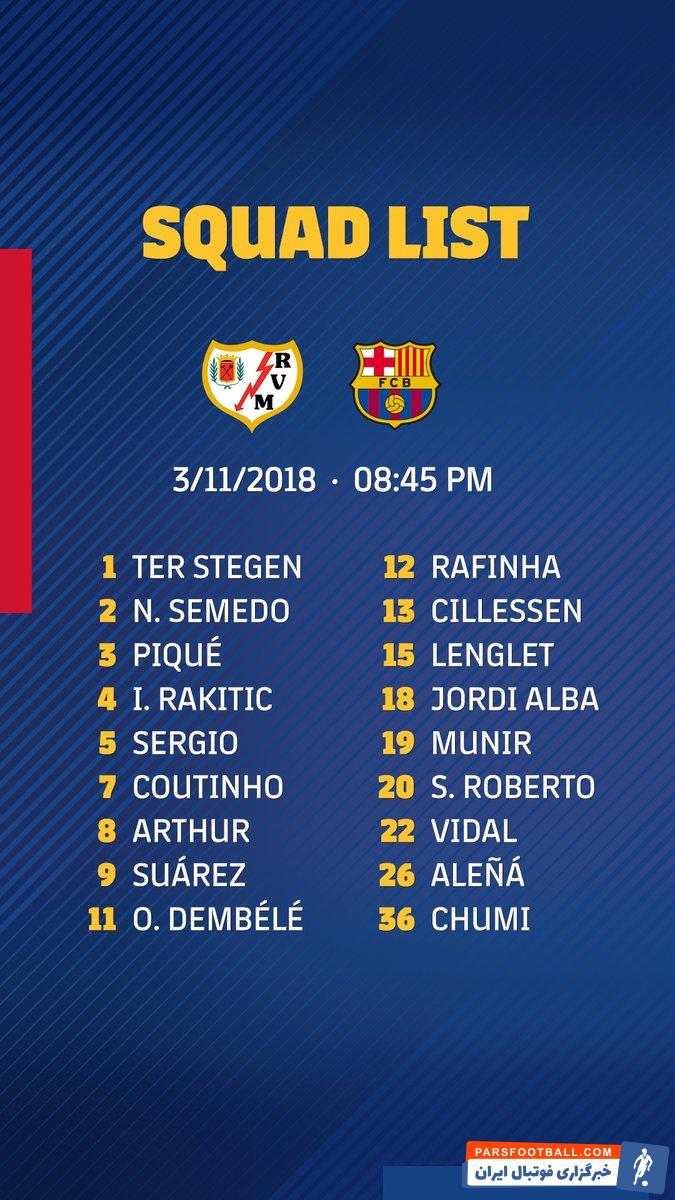 بارسلونا ؛ اسامی بازیکان بارسلونا برای دیدار حساس برابر رایو وایکانو مشخص شد