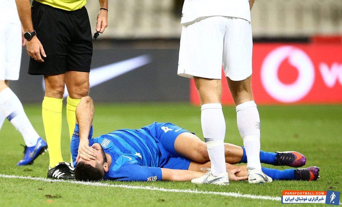 مانولاس مدافع تیم یونان و باشگاه آ اس رم در دیدار برابر فنلاند دچار مصدومیت شد