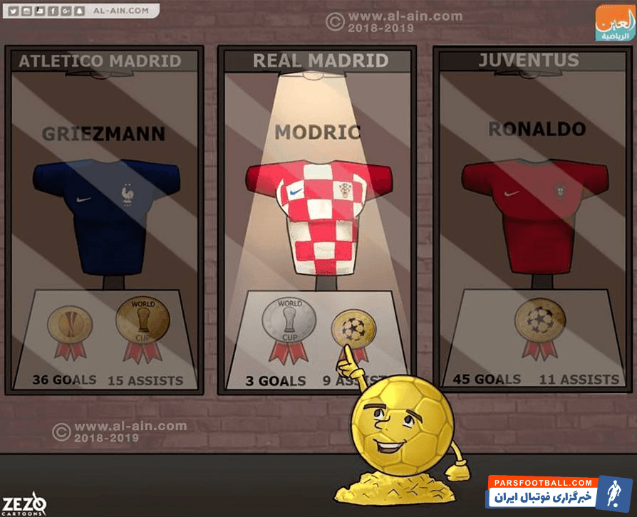 کاریکاتور از کسب توپ طلا از سوی مودریچ