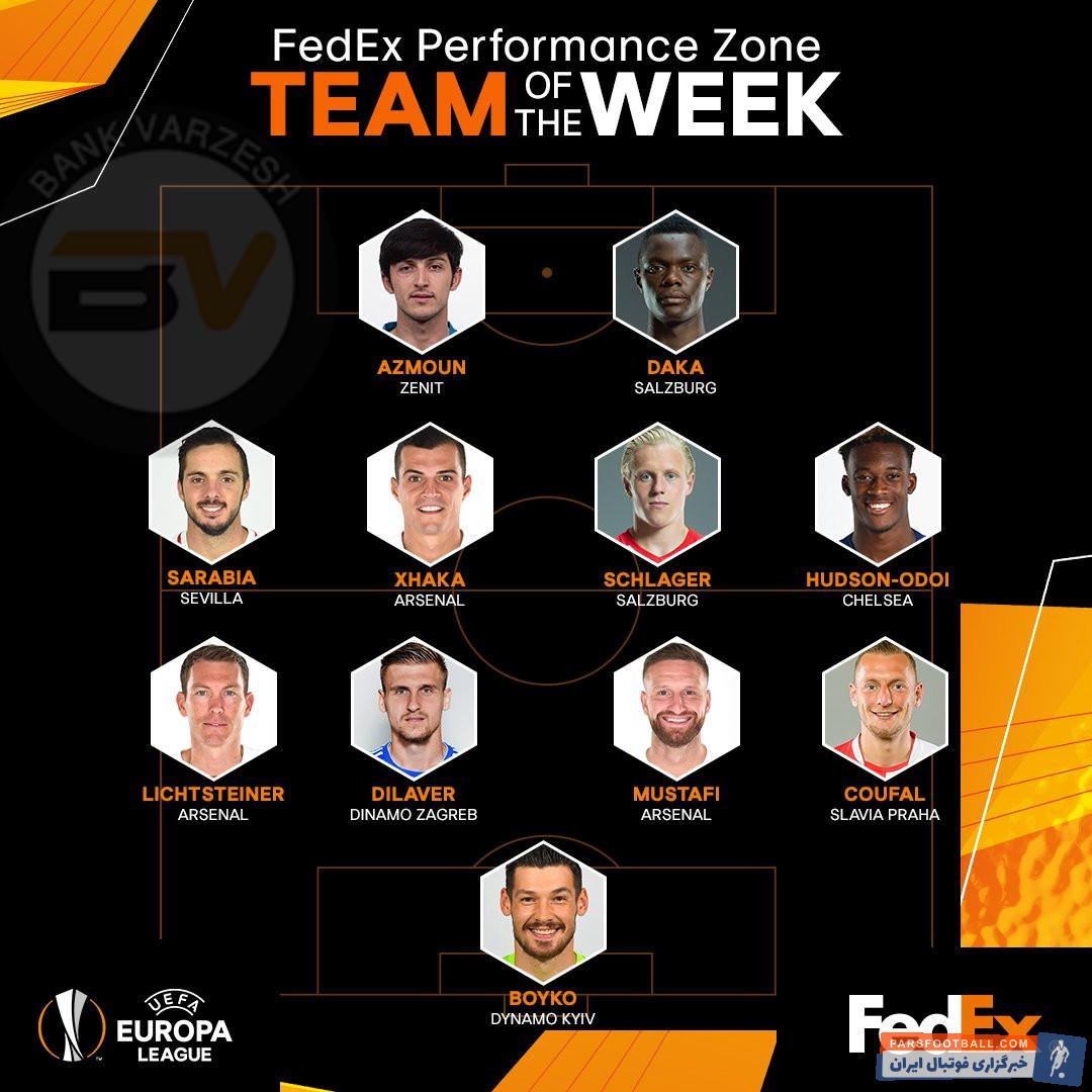 سردار آزمون در تیم منتخب لیگ اروپا جای گرفت سردار آزمون در بازی زنیت برابر فنرباغچه مرد اول میدان بود و با دو گل و یک پاس گل تیمش به مرحله بعد هدایت کرد.