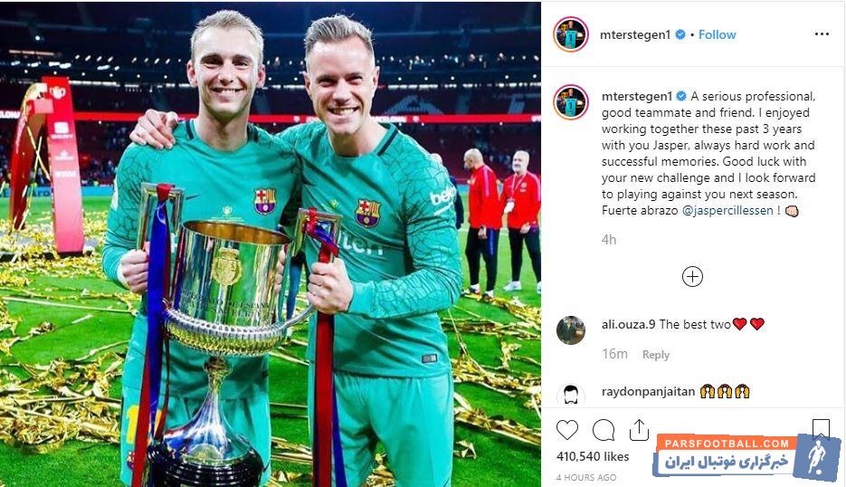 تراشتگن در فصل پیش رو، یک ذخیره جدید خواهد داشت آندره تراشتگن دروازه بان بارسلونا به جدایی یاسپر سیلسن از این تیم واکنش نشان داد.