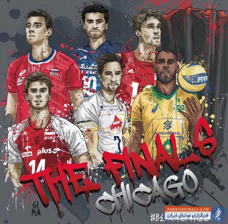 پوستر FIVB امیر غفور ، پشت خط زن تیم ملی ایران در کنار ستاره های ۵ تیم دیگر از لهستان، برزیل، فرانسه، آمریکا و روسیه قرار دارد.