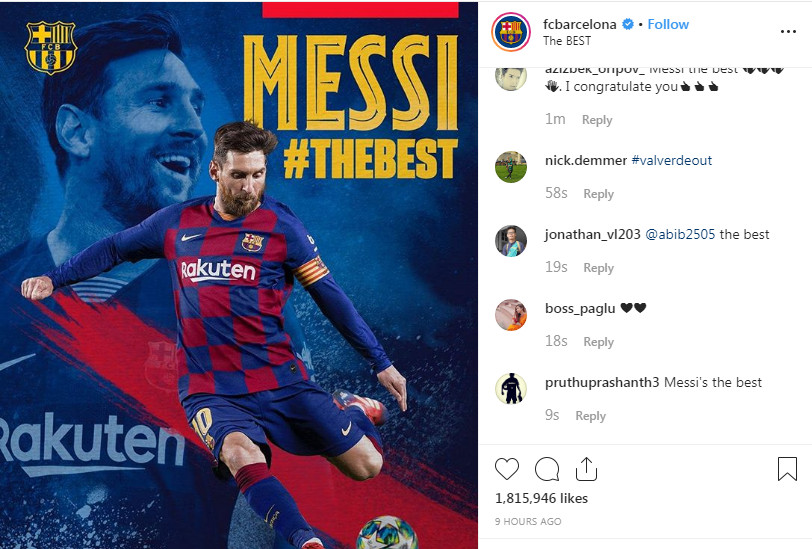 مسی برنده جایزه مرد سال فیفا 2019