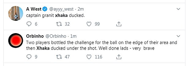 هواداران آرسنال از جا خالی دادن گرانیت ژاکا در مقابل شوت اسکات مکتومینای که به گل این تیم ختم شد عصبانی هستند و ژاکا را به شدت مورد انتقاد قرار دادهاند.