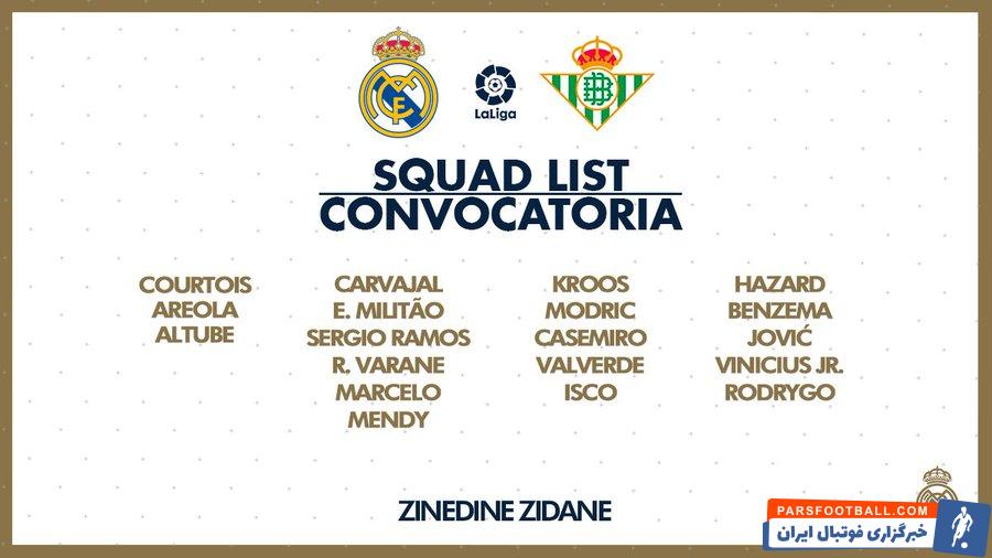 رئال مادرید فهرست رسمی بازیکنان این تیم برای دیدار امروز مقابل رئال بتیس را اعلام کرد، فهرستی که با انتقاد گروه زیادی از هواداران رئال مادرید مواجه شده است.